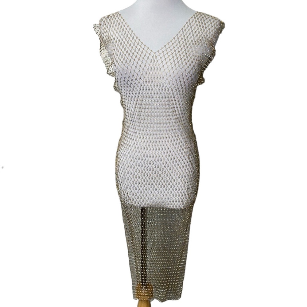SUMMERHAUS x Beach Bunny Good As Gold Metallic Embellished Woven Cover Up